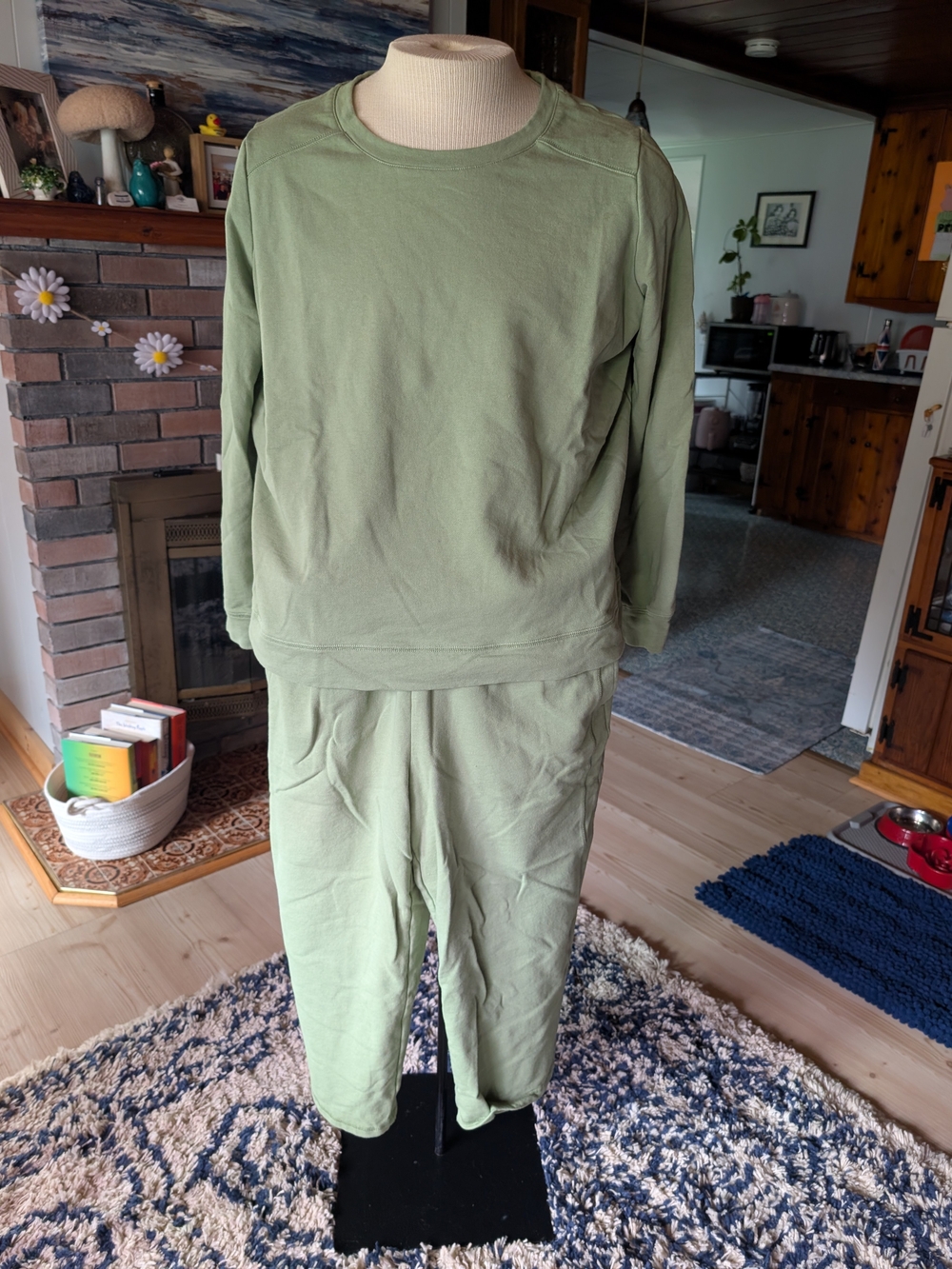 AnyBody Olive Green Track Sweatshirt & Joggers Set